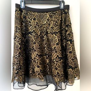 Potter’s Pot black and gold a-line skirt, L